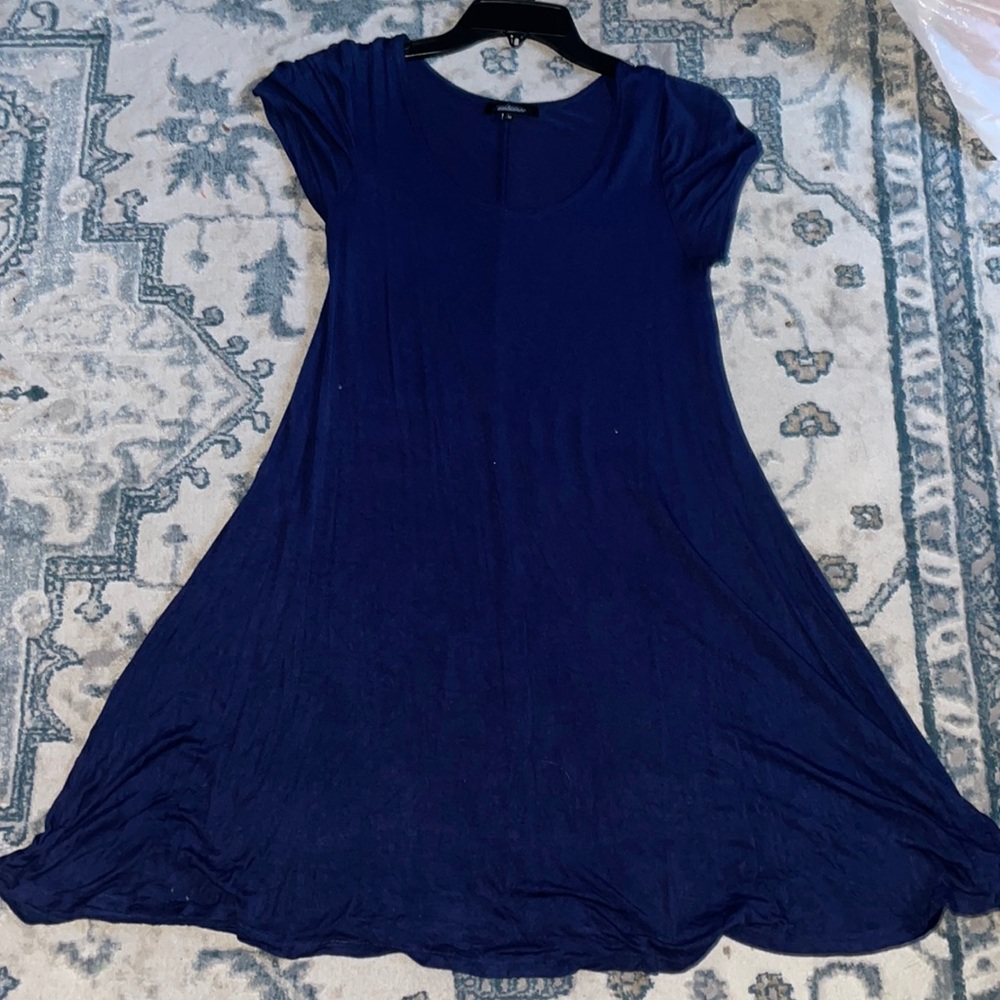 Dark Blue Short Sleeve Dress